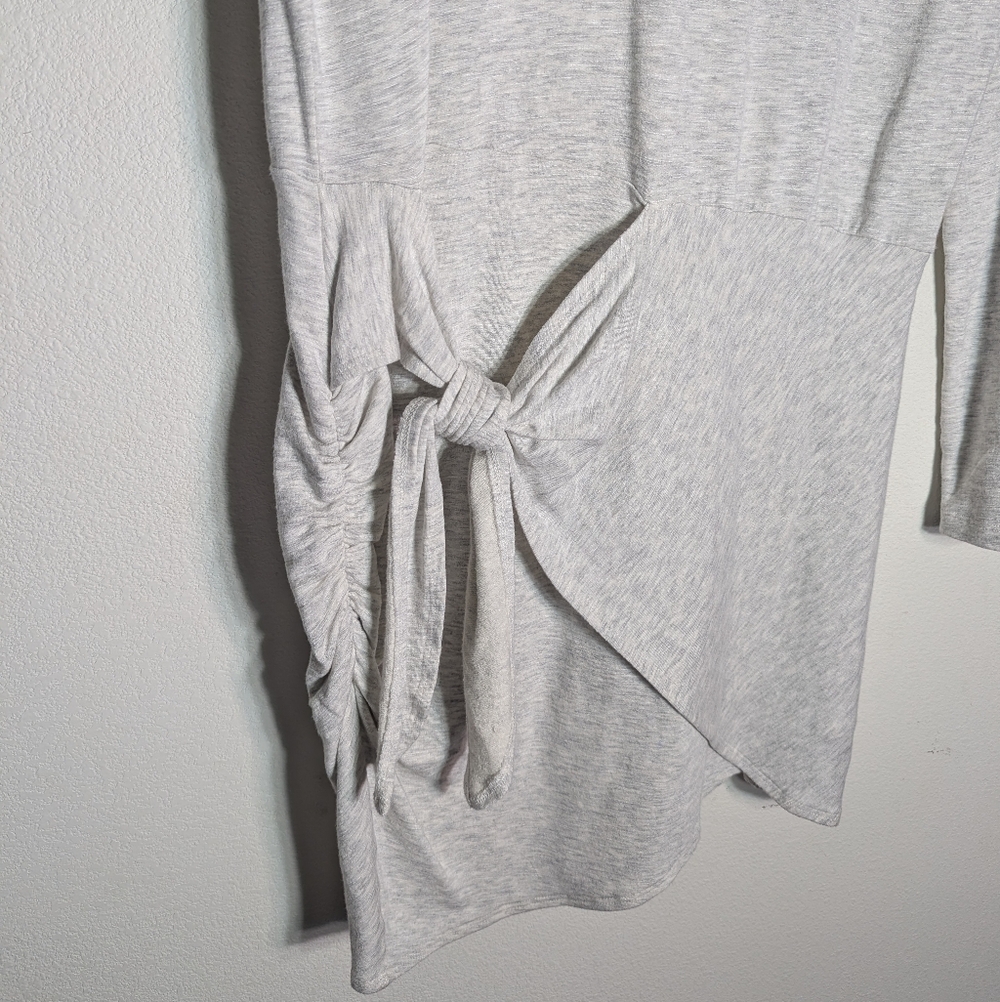 Monrow Women's Dress V-Neck Supersoft Long‎ Sleeve Jersey Light Grey Neutral XL - Picture 6 of 9